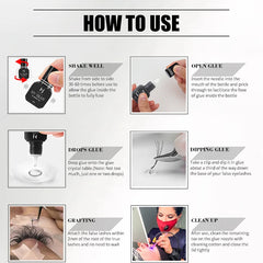 Eyelash Extension Adhesive UV Glue Lamp 1S Quick Dry Long-Lasting Professional UV Glue Set