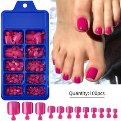 100PCS Short Square False Toenail Tips Full Cover White Artificial Fake Toenail Acrylic Foot Nail Art Tip Press on Toe Extension