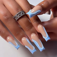24Pcs Leopard Print Design False Nails with Bow Rhinestone Long Square Press on Nails Wearable French Ballet Fake Nail Tips