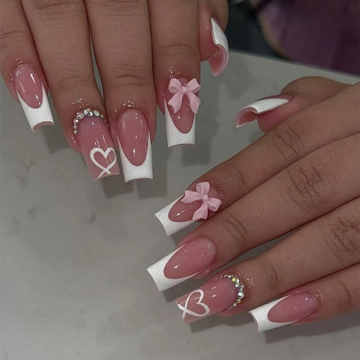 Chic Bows Tie Adorned Press On Nails