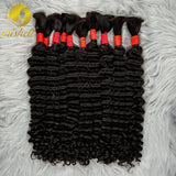 Virgin Hair Braiding Bundles Human Hair Bulk for Extensions Deep Wave Curl Braids Natural Hair Weaving Extension for Boho Braids