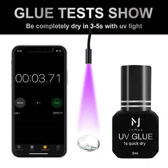 Eyelash Extension Adhesive UV Glue Lamp 1S Quick Dry Long-Lasting Professional UV Glue Set