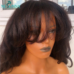 Yaki Bangs Wig Human Brazilian Hair Wig