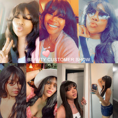 Yaki Bangs Wig Human Brazilian Hair Wig