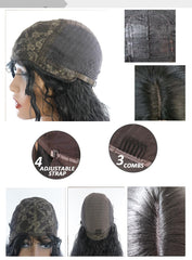 Natural Black Kinky Curly With Bangs Wig