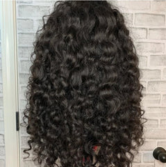Natural Black Kinky Curly With Bangs Wig