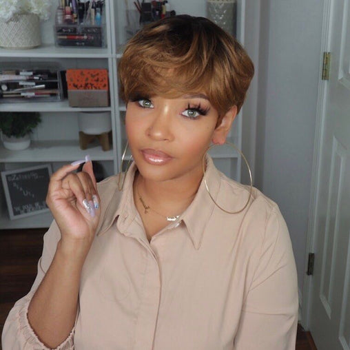 Short Straight Pixie Cut Human Hair Wig