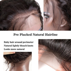 Full Lace Wigs With Bangs Baby Hair Silky Straight Brazilian Remy Human Hair Wig Pre Plucked