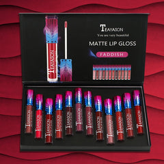 12PCS Pigment Colors Velvet Matte Liquid Lipstick Long Lasting Waterproof