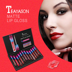 12PCS Pigment Colors Velvet Matte Liquid Lipstick Long Lasting Waterproof