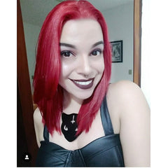 Red Straight  Lace Front Human Hair Wig Preplucked Hairline With Baby Hair