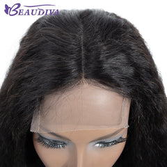 Kinky Straight  Human Hair Yaki PrePlucked Lace Front