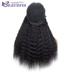 Kinky Straight  Human Hair Yaki PrePlucked Lace Front