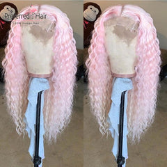 Lace  Brazilian Remy Prep-lucked Curly Human Hair Wig Glueless Lace Front Preferred Transparent