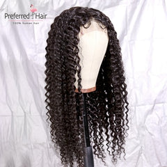Lace  Brazilian Remy Prep-lucked Curly Human Hair Wig Glueless Lace Front Preferred Transparent