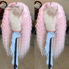 Lace  Brazilian Remy Prep-lucked Curly Human Hair Wig Glueless Lace Front Preferred Transparent