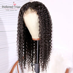 Lace  Brazilian Remy Prep-lucked Curly Human Hair Wig Glueless Lace Front Preferred Transparent