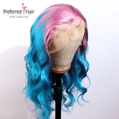 Transparent 13x4 Remy Brazilian Glueless Lace Front Human Hair  Preplucked Ombre Wig