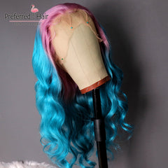 Transparent 13x4 Remy Brazilian Glueless Lace Front Human Hair  Preplucked Ombre Wig