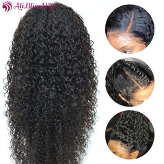 Curly Lace Front Pre Plucked Remy  Wig Human Hair