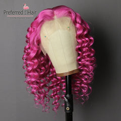 Lace  Brazilian Remy Prep-lucked Curly Human Hair Wig Glueless Lace Front Preferred Transparent
