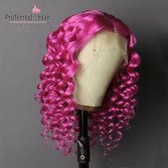 Lace  Brazilian Remy Prep-lucked Curly Human Hair Wig Glueless Lace Front Preferred Transparent