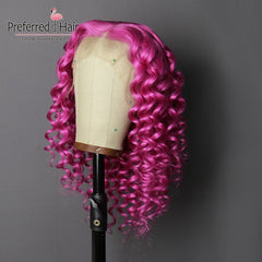 Lace  Brazilian Remy Prep-lucked Curly Human Hair Wig Glueless Lace Front Preferred Transparent