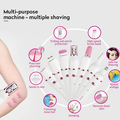 Electric 7-IN-1 USB Grooming Sets for Women Facial Hair Removal Eyebrow Nose