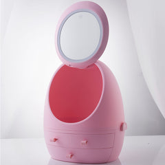 LED Mirror Makeup Storage Box Cosmetic Organizer Case