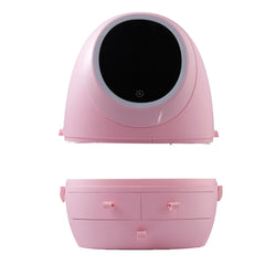 LED Mirror Makeup Storage Box Cosmetic Organizer Case