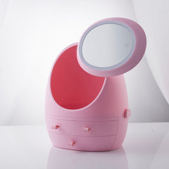 LED Mirror Makeup Storage Box Cosmetic Organizer Case