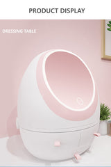 LED Mirror Makeup Storage Box Cosmetic Organizer Case