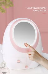 LED Mirror Makeup Storage Box Cosmetic Organizer Case