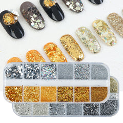Holographic Nail Glitter Flakes Sequin 12pcs