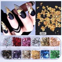 Holographic Nail Glitter Flakes Sequin 12pcs