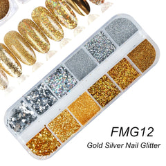 Holographic Nail Glitter Flakes Sequin 12pcs