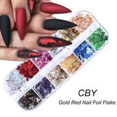 Holographic Nail Glitter Flakes Sequin 12pcs