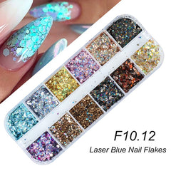 Holographic Nail Glitter Flakes Sequin 12pcs
