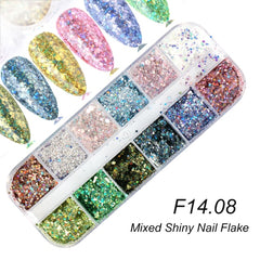 Holographic Nail Glitter Flakes Sequin 12pcs