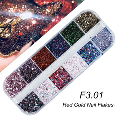 Holographic Nail Glitter Flakes Sequin 12pcs