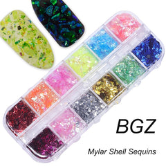 Holographic Nail Glitter Flakes Sequin 12pcs