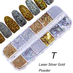 Holographic Nail Glitter Flakes Sequin 12pcs
