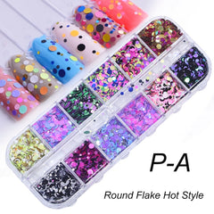Holographic Nail Glitter Flakes Sequin 12pcs