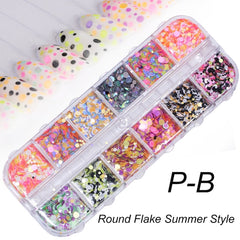 Holographic Nail Glitter Flakes Sequin 12pcs