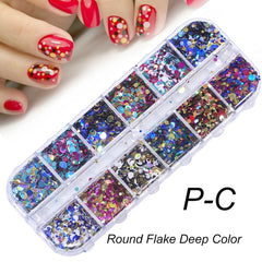 Holographic Nail Glitter Flakes Sequin 12pcs
