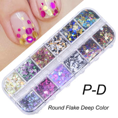 Holographic Nail Glitter Flakes Sequin 12pcs