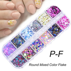 Holographic Nail Glitter Flakes Sequin 12pcs