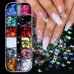 Holographic Nail Glitter Flakes Sequin 12pcs