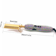 Diamond Handle Straightening Comb for All Hair Textures (Pink) Straightening Iron
