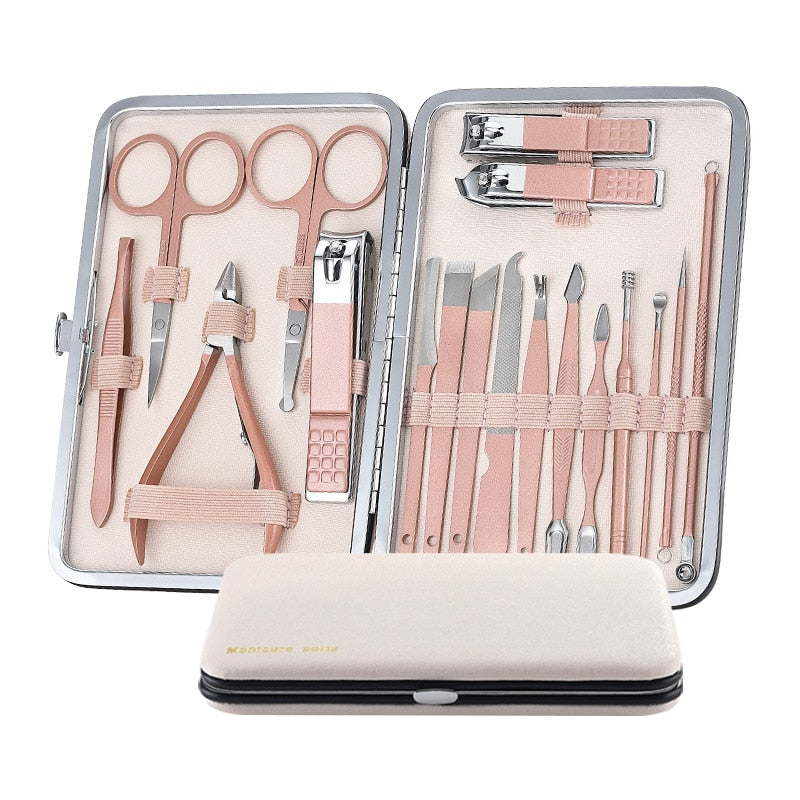 Stainless Steel Nail Clippers Manicure  Pedicure Sets 18 Piece